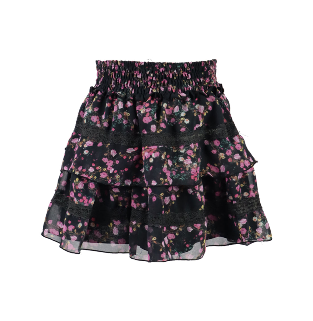*Ciffon Floral Lace Ruffle Skirt*
