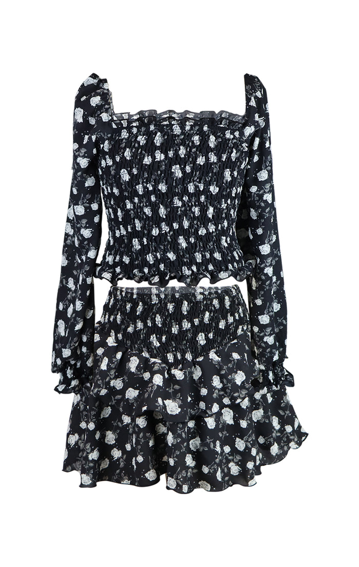 *Ciffon Floral Ruffle Skirt*