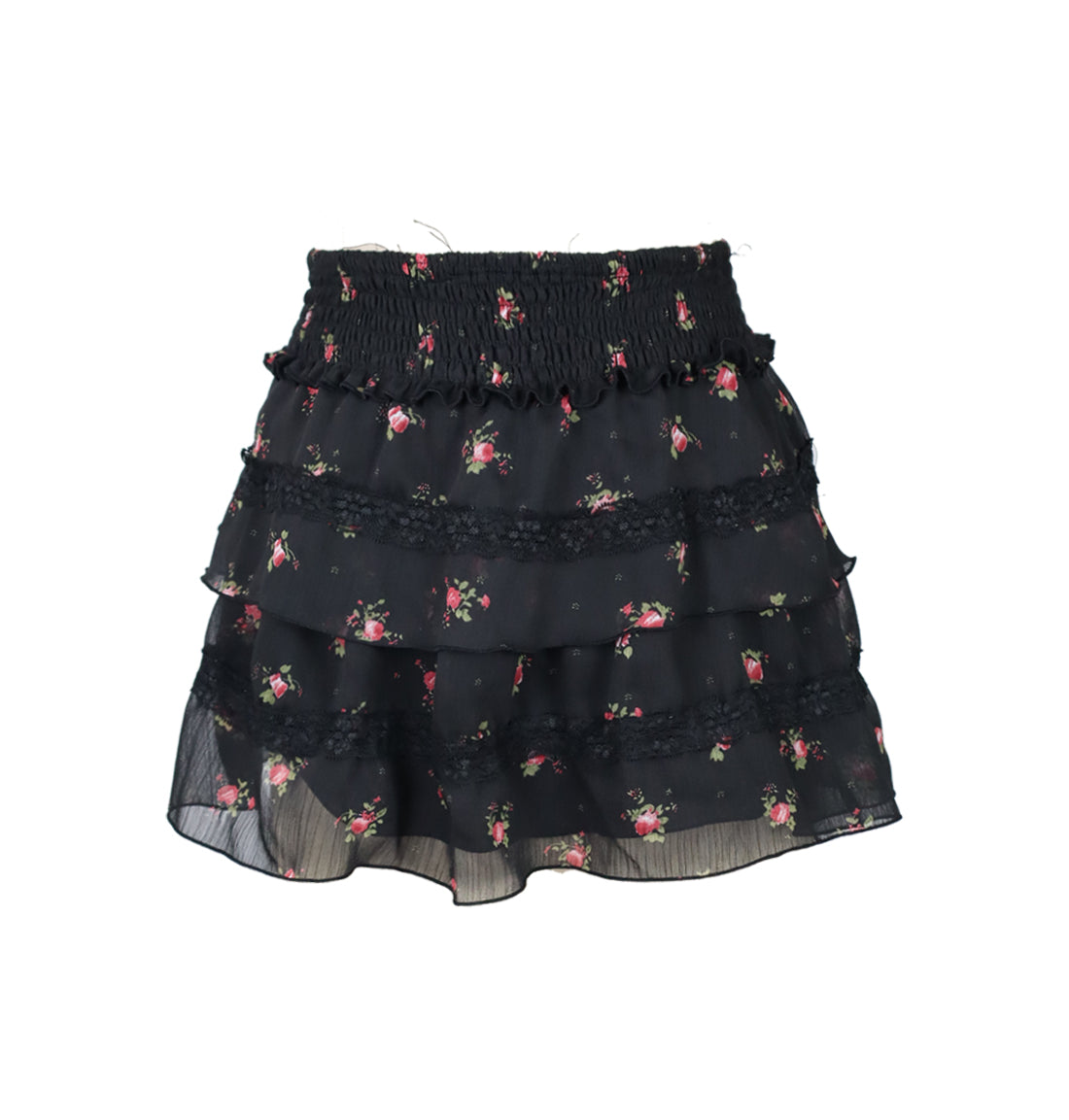 *Ciffon Floral Lace Ruffle Skirt*