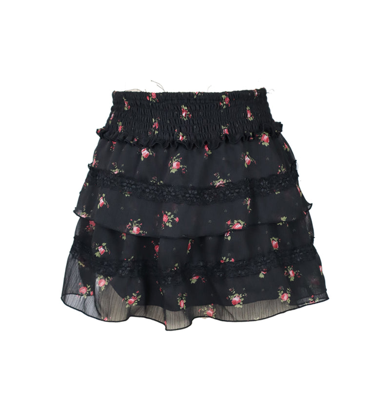 *Ciffon Floral Lace Ruffle Skirt*