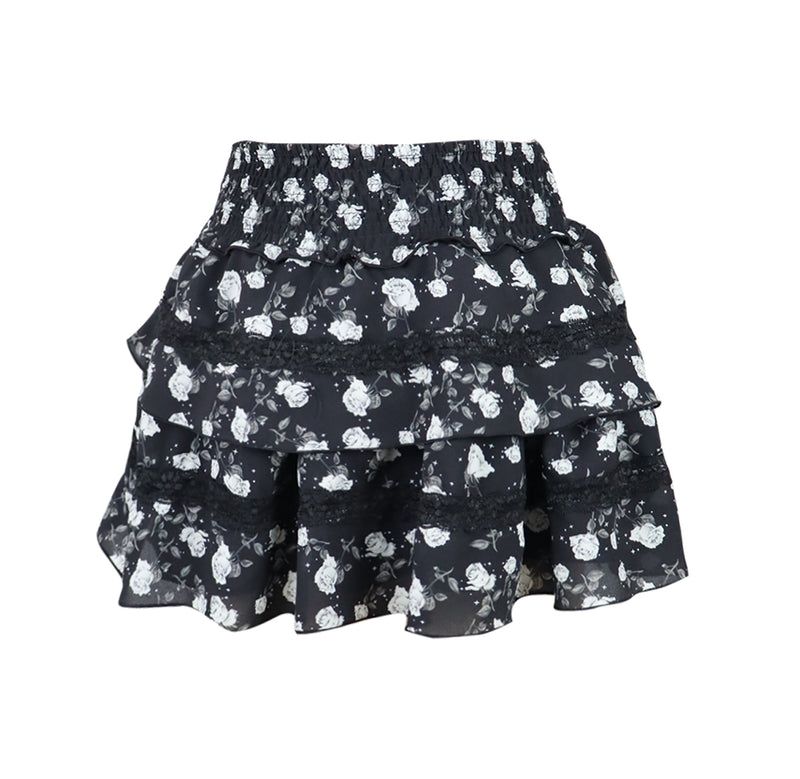 *Ciffon Floral Lace Ruffle Skirt*