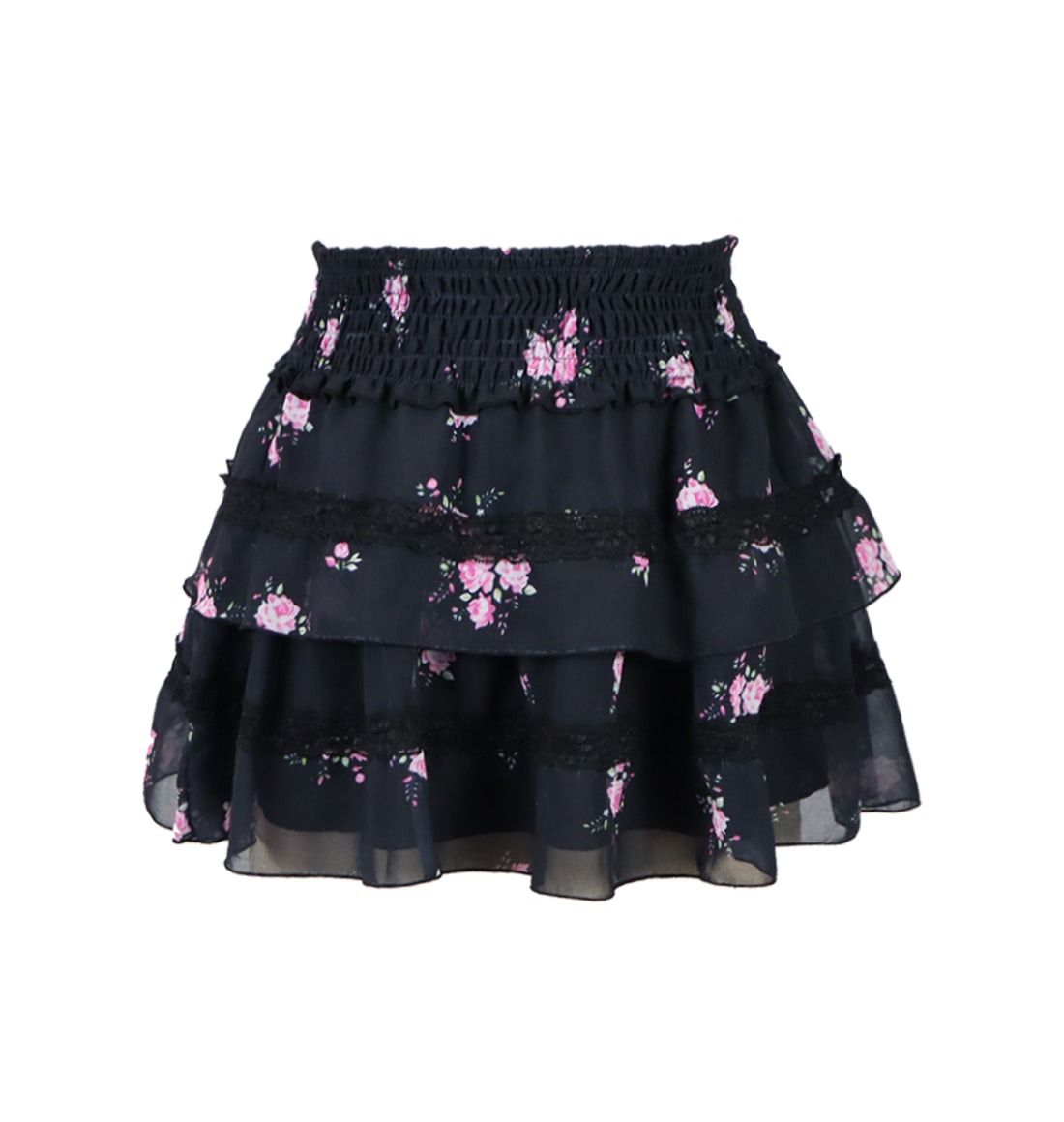 *Ciffon Floral Lace Ruffle Skirt*
