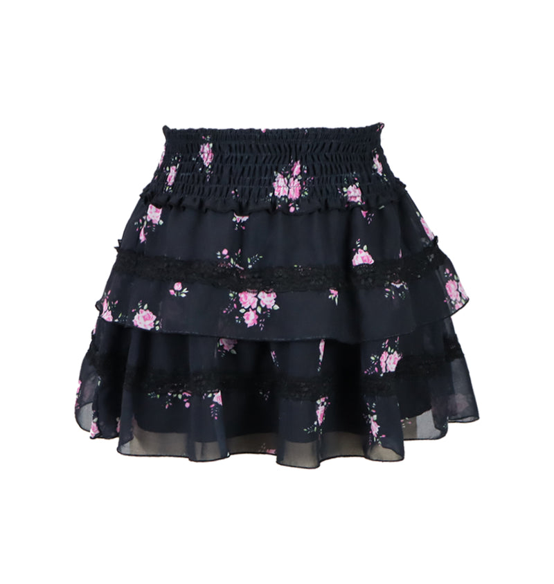 *Ciffon Floral Lace Ruffle Skirt*