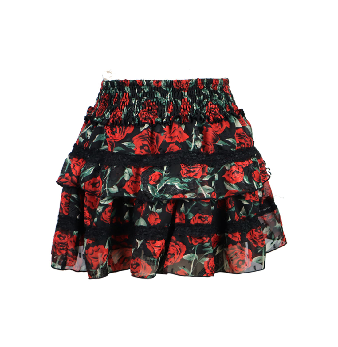 *Ciffon Floral Lace Ruffle Skirt*