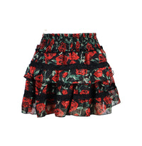 *Ciffon Floral Lace Ruffle Skirt*