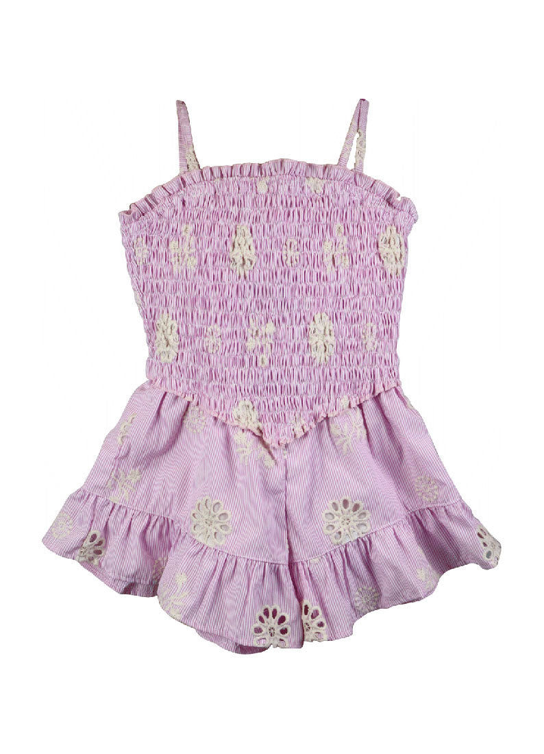 *Stripe Embroidery Romper*