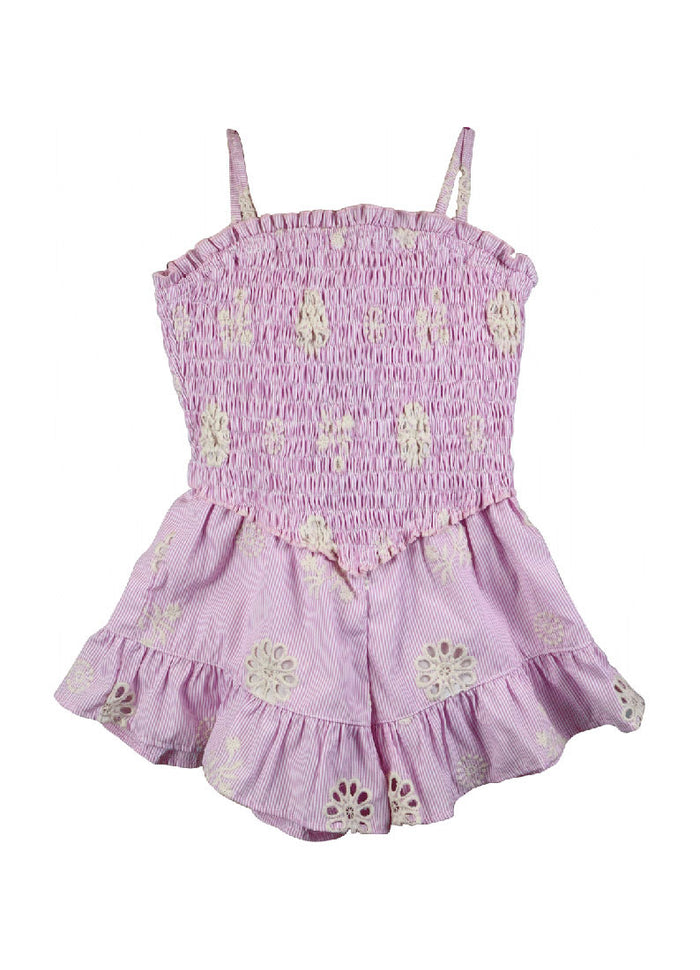 *Stripe Embroidery Romper*