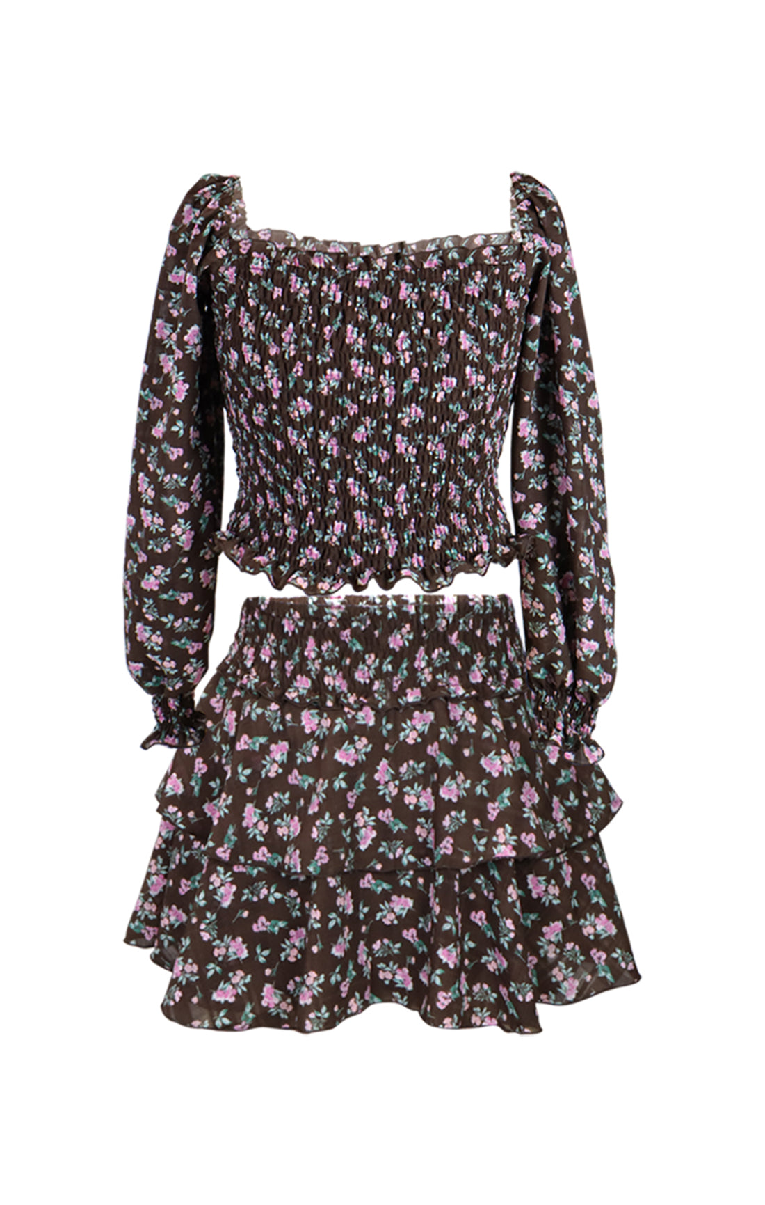 *Ciffon Floral Ruffle Skirt*