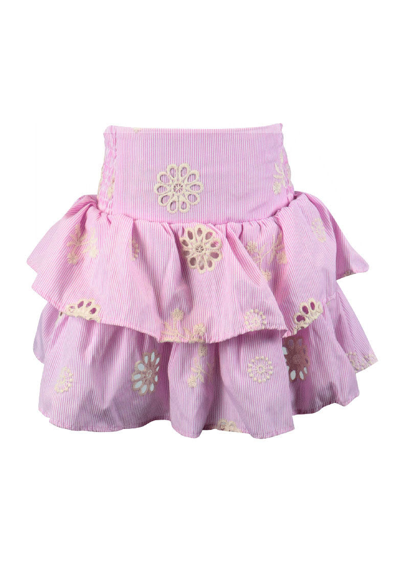 *Stripe Emboridery Bow Back Skirt*