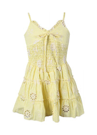 *Stripe Embroidery Strap Dress*