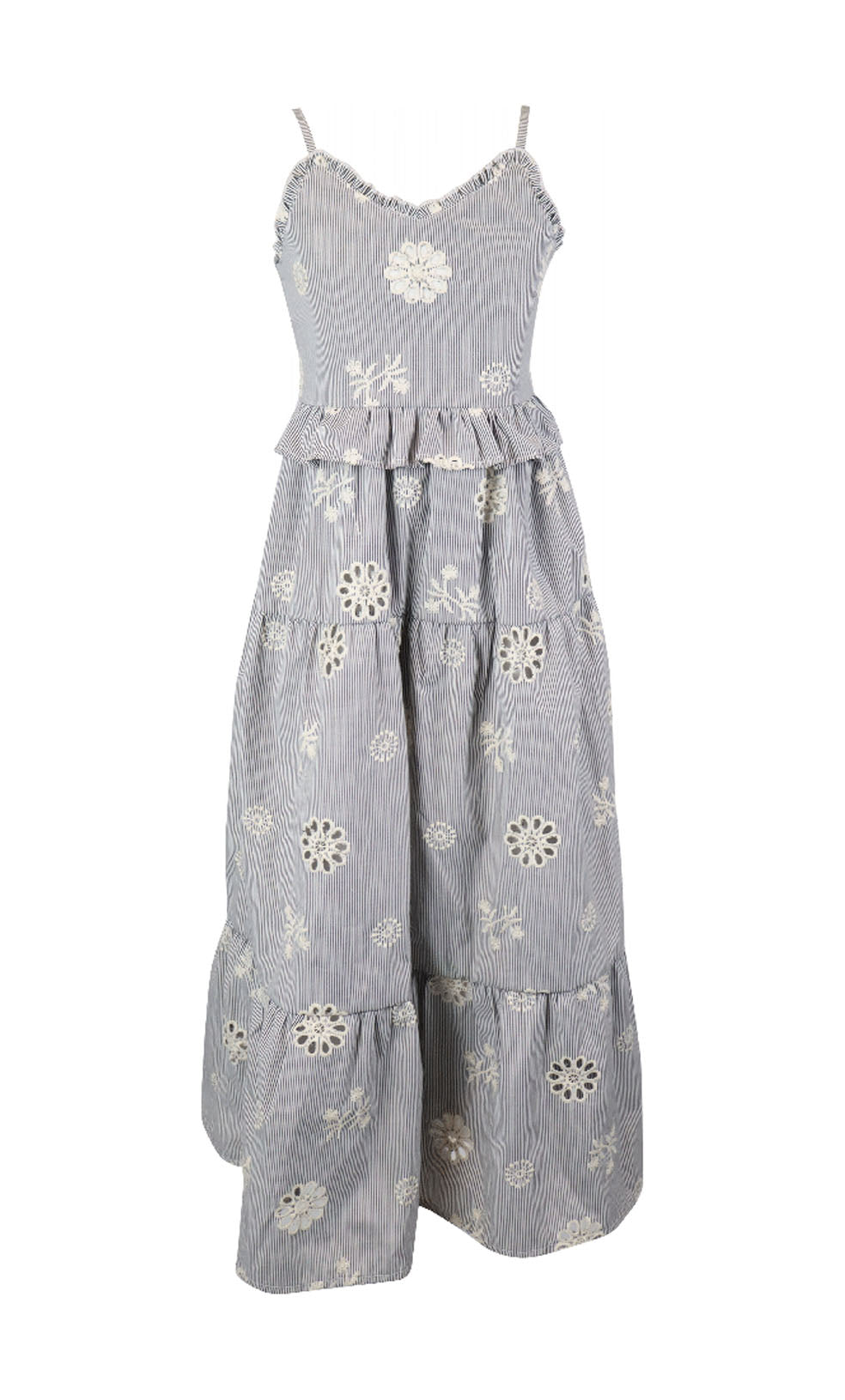 *Stripe Embroidery Maxi Dress*