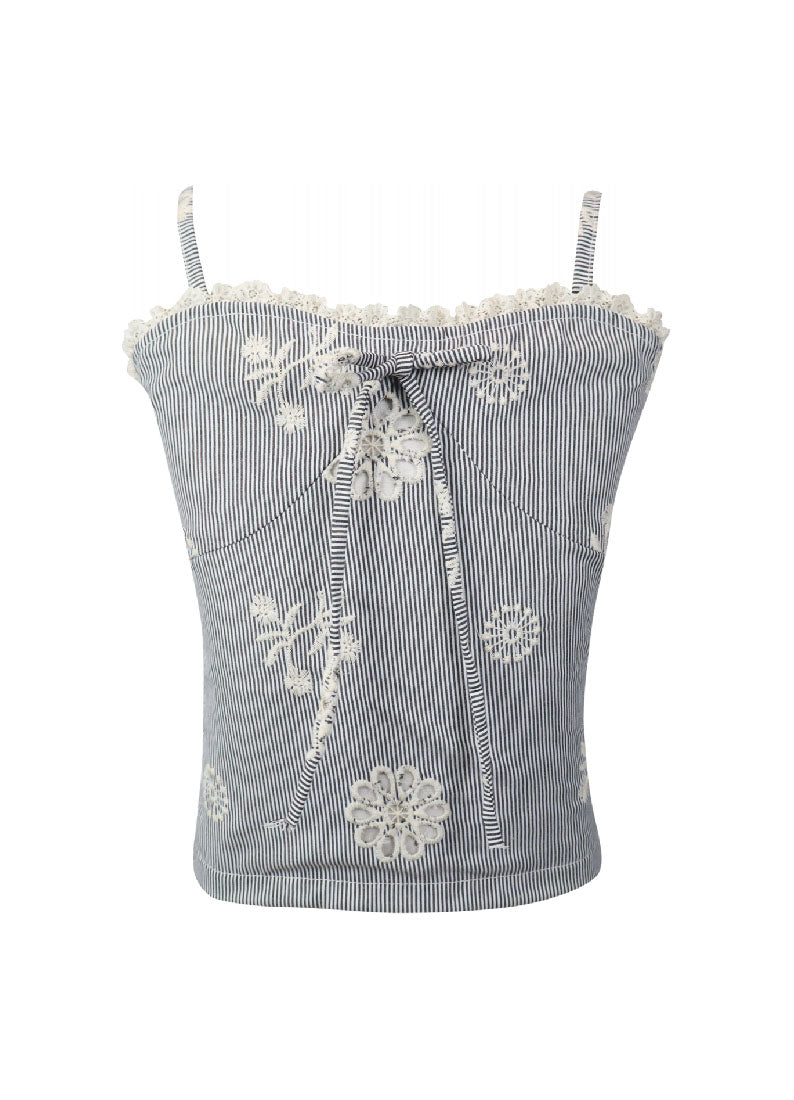 *Stripe Embroidery Top*