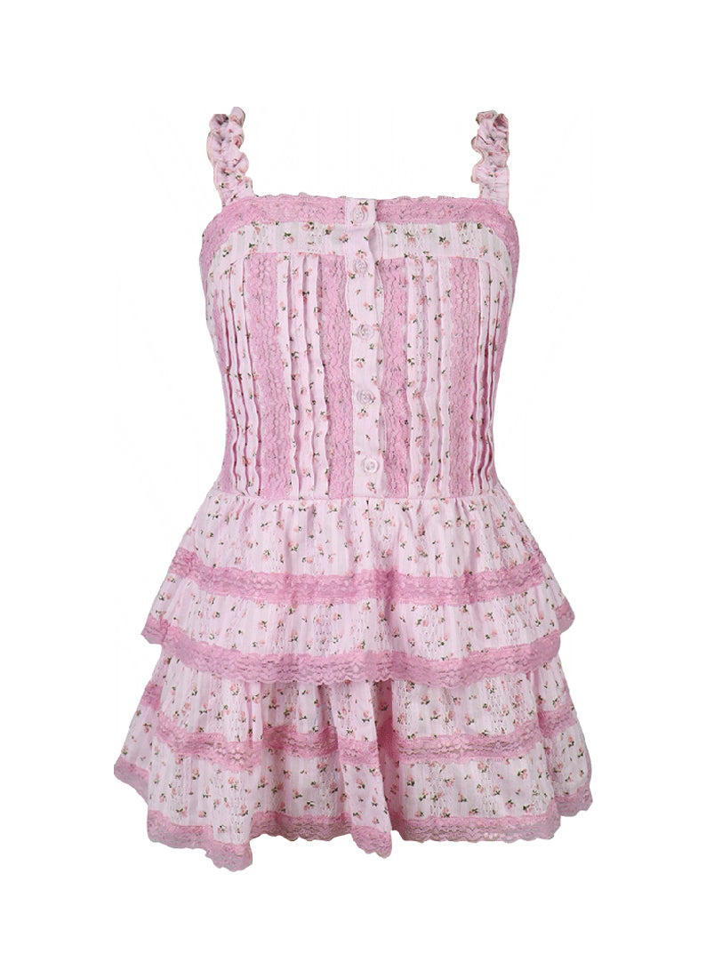 *Rose Pleated Lace Dress*