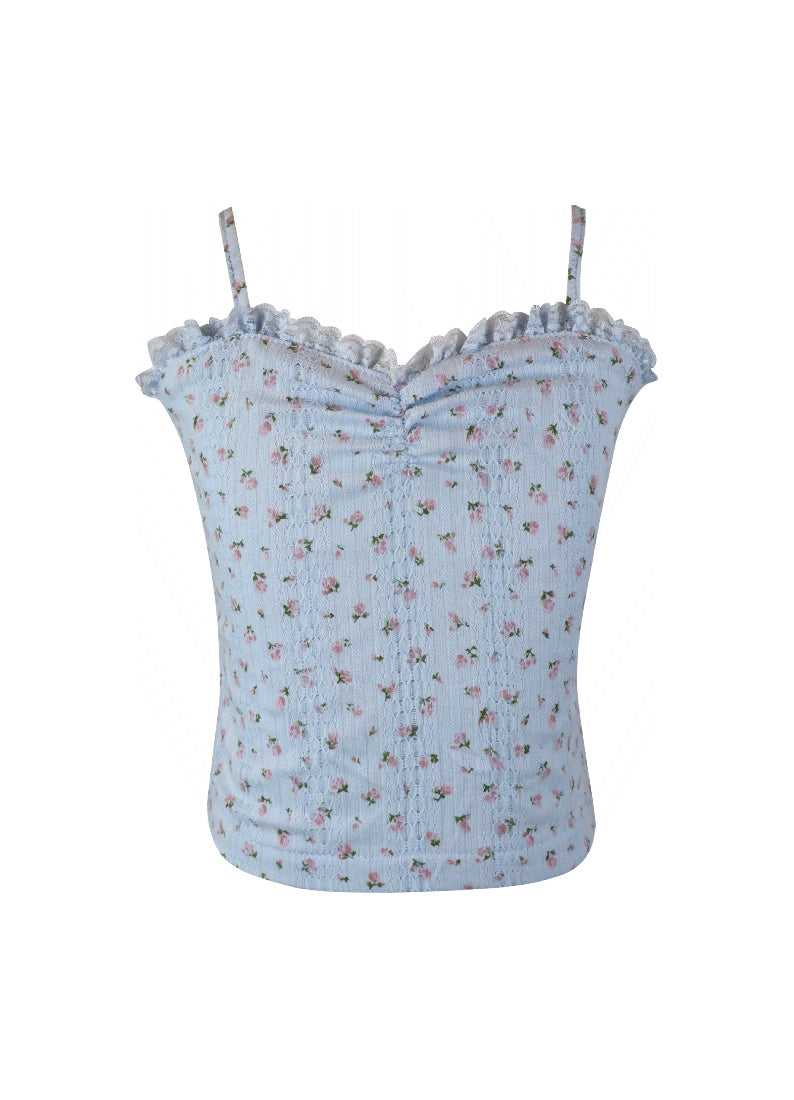 *Rose Print Strap Top*