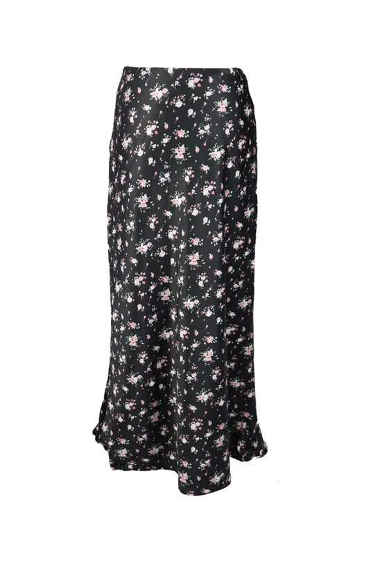 *Floral Sateen Maxi Skirt*