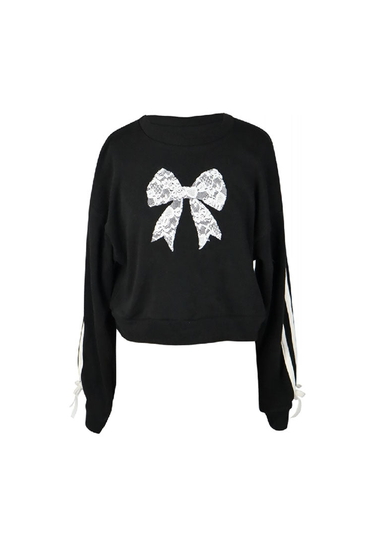 *Bow Stripe Patch Sweatshirt*