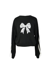 *Bow Stripe Patch Sweatshirt*
