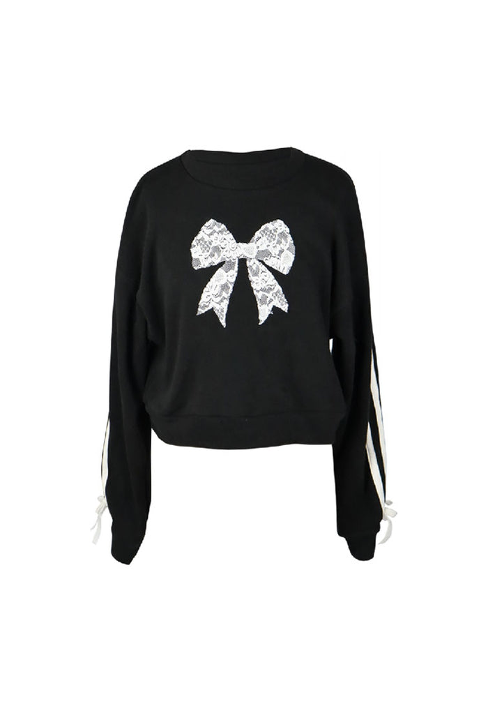 *Bow Stripe Patch Sweatshirt*