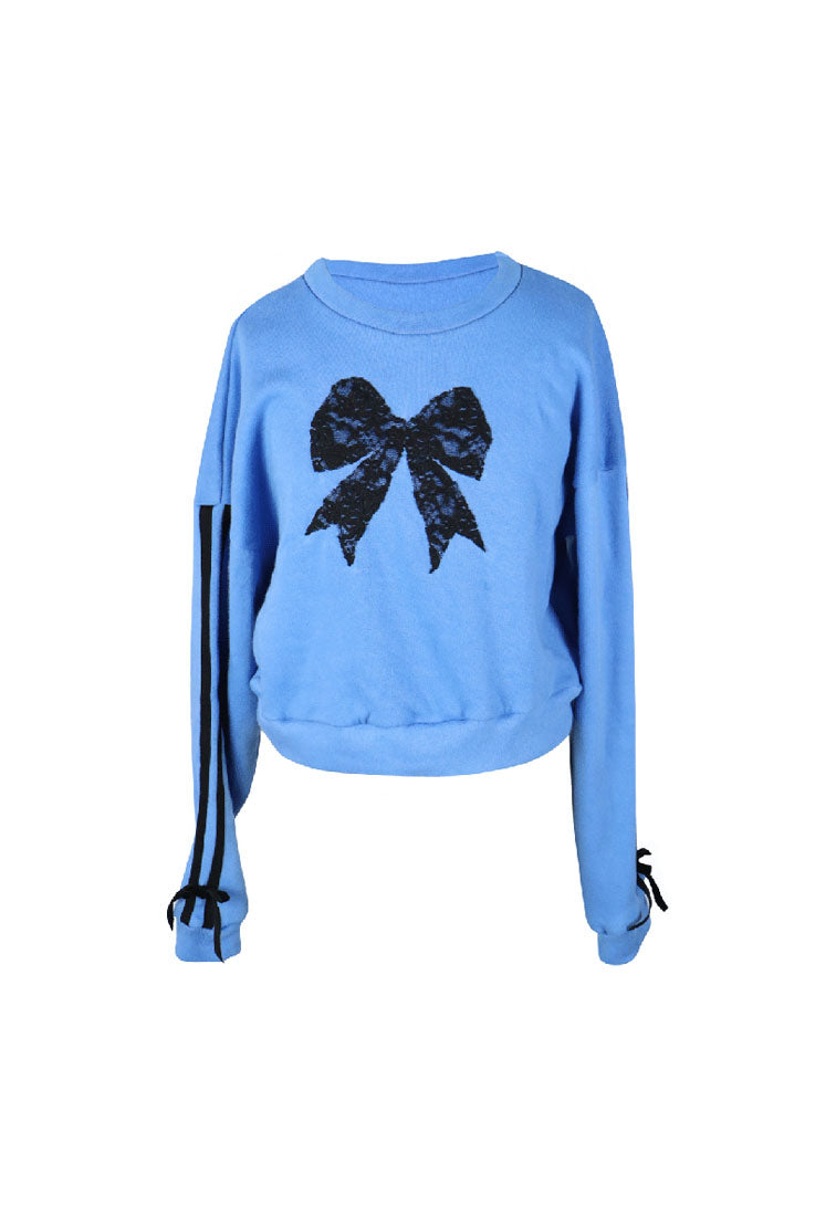 *Bow Stripe Patch Sweatshirt*