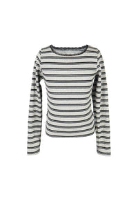 *Stripes Trim Lace Tee*