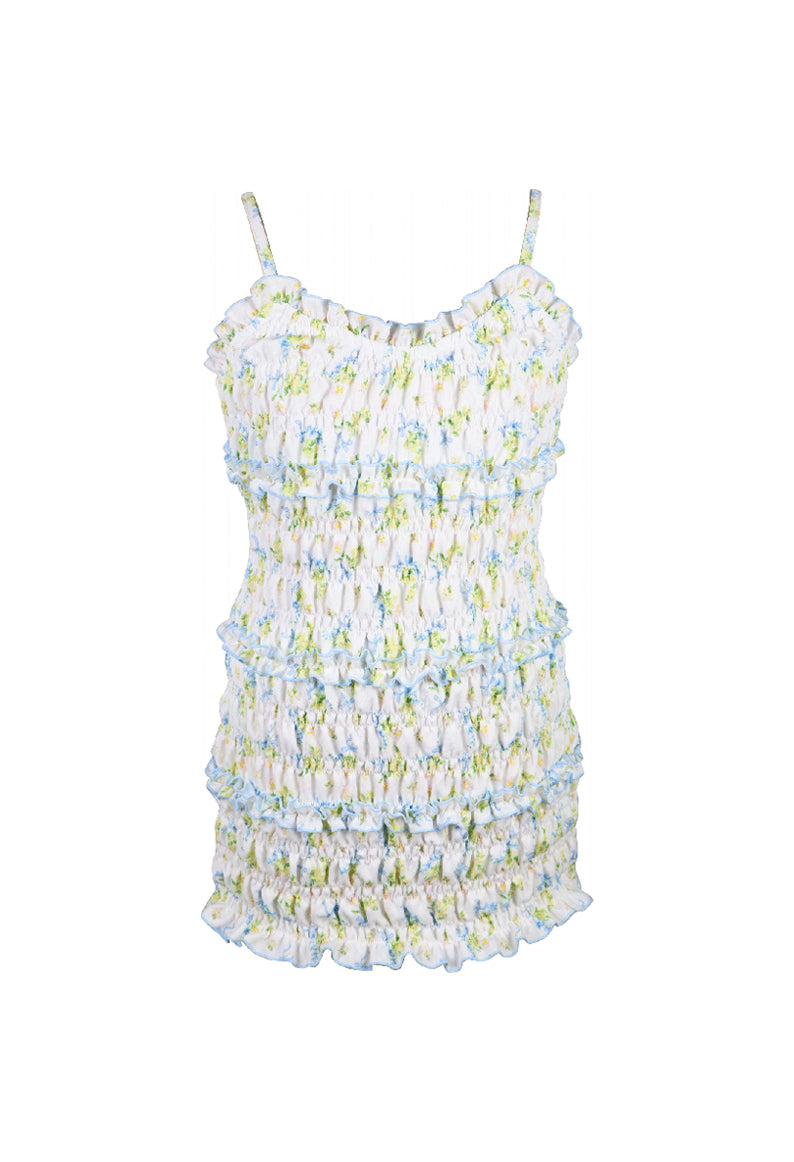*Floral Strap Smocked Dress*