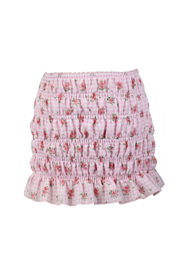 * Floral Gingham Skirt*