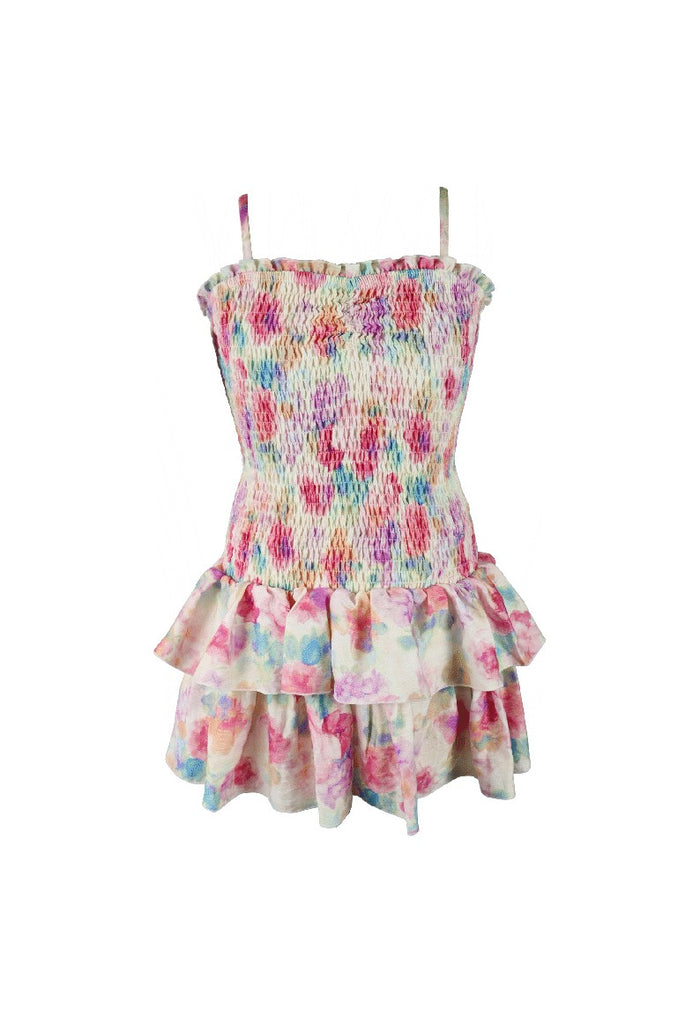 *Watercolor Smocked Ruffle  Dress*