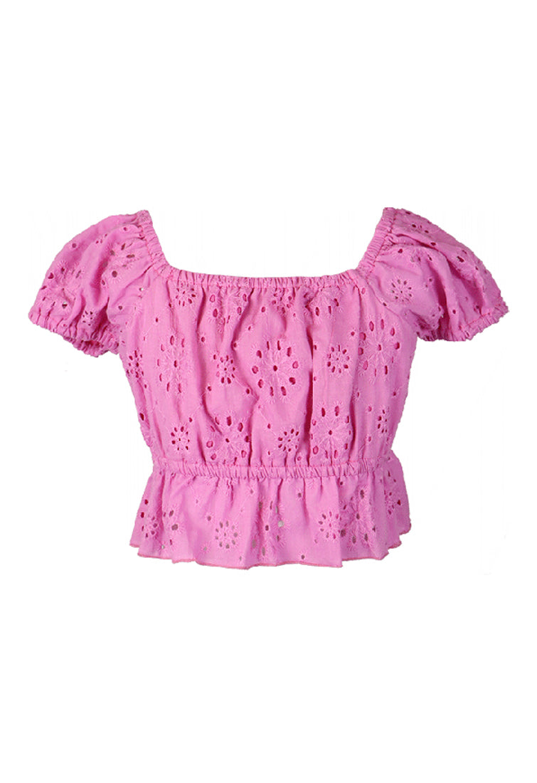 *Eyelet Puff Sleeve Top*