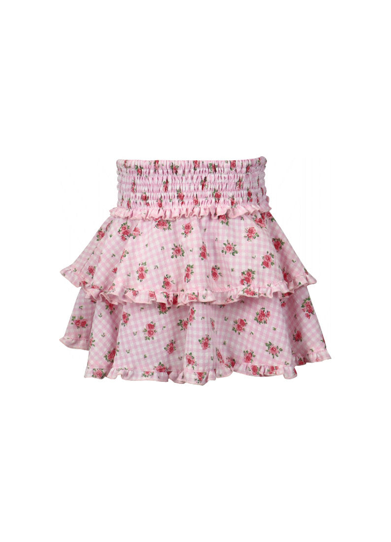 *Floral Gingham Ruffle Skirt*