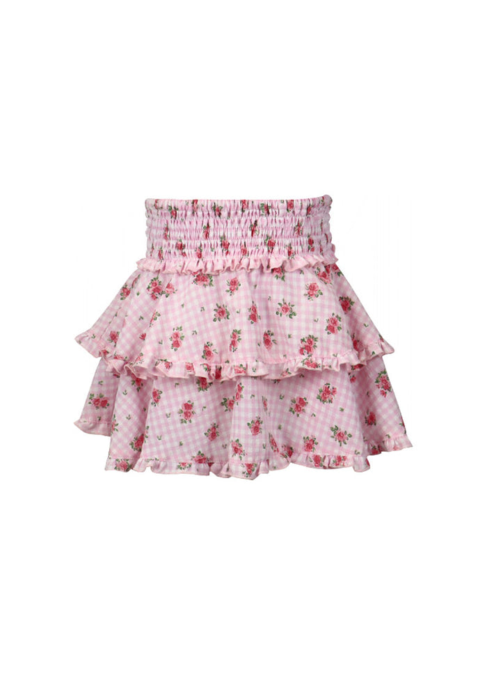 *Floral Gingham Ruffle Skirt*