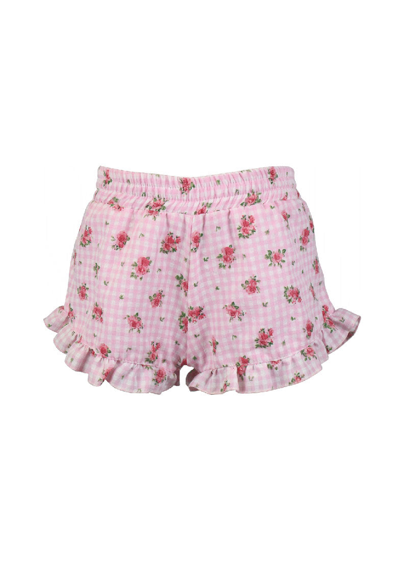 * Floral Gingham Short*