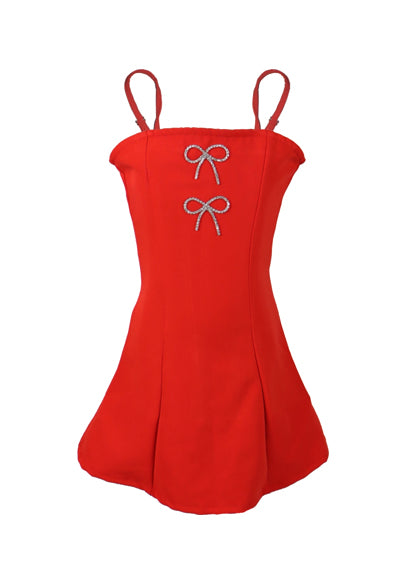 *Gabardine Bow Crystal Dress*