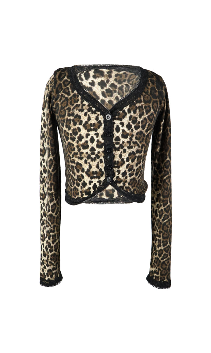 *Leopard Black Lace Cardigan*