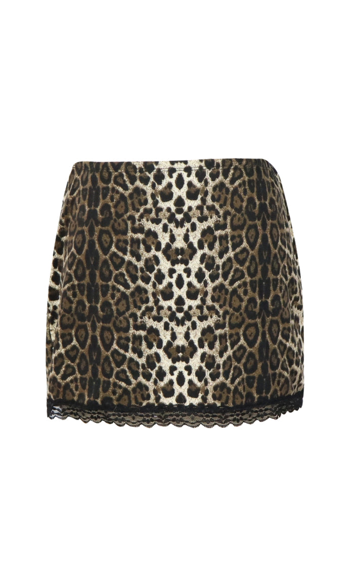 *Leopard Black Lace Skirt*