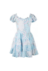 *Handkerchief Printed Puff Sleeve Dress*