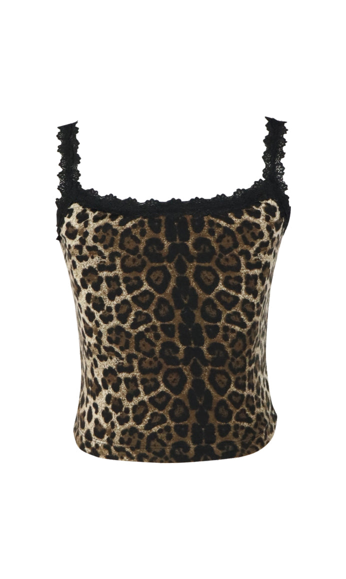 *Leopard Black Lace Top*