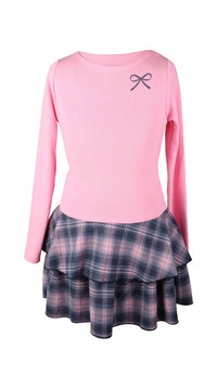 *Plaid White  Bow Dress*
