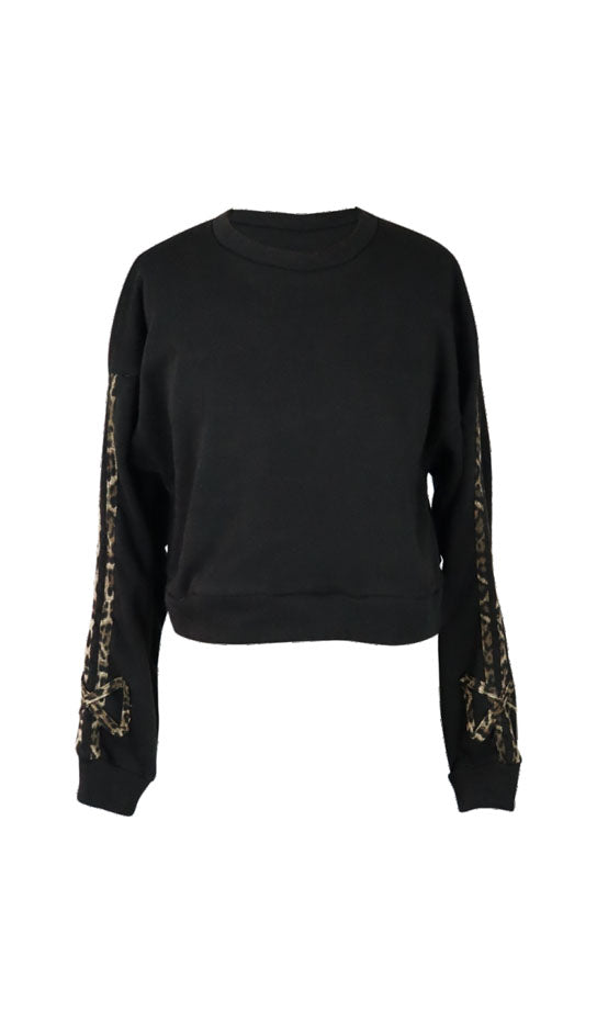 *Black Leopard Stripe Sweatshirt*