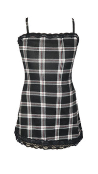 *Plaid Trim Lace Dress*