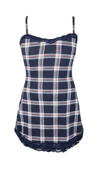 *Plaid Trim Lace Dress*