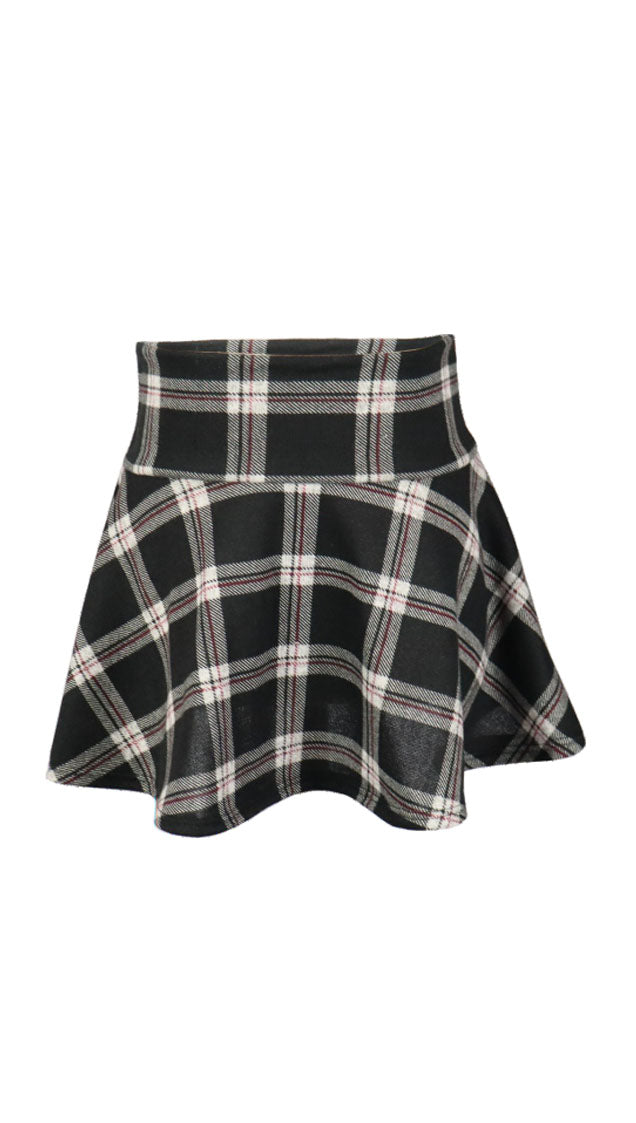 *Strecth Plaid Flare Skirt*