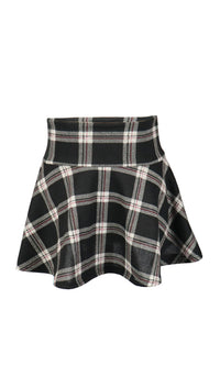 *Strecth Plaid Flare Skirt*