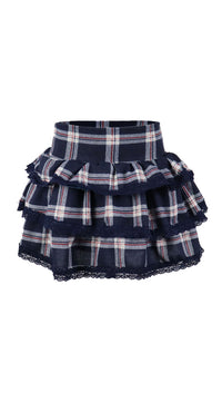 *Strecth Plaid Strecth Ruffle Skirt*
