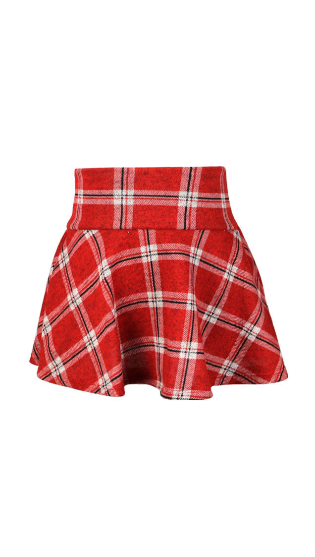 *Strecth Plaid Flare Skirt*