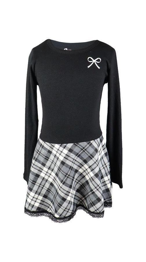 *Plaid White  Bow Dress*