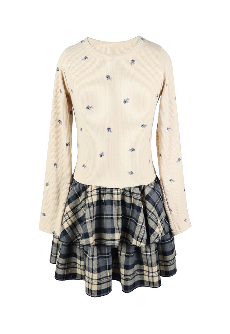 *Plaid Floral Dress*