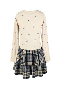 *Plaid Floral Dress*