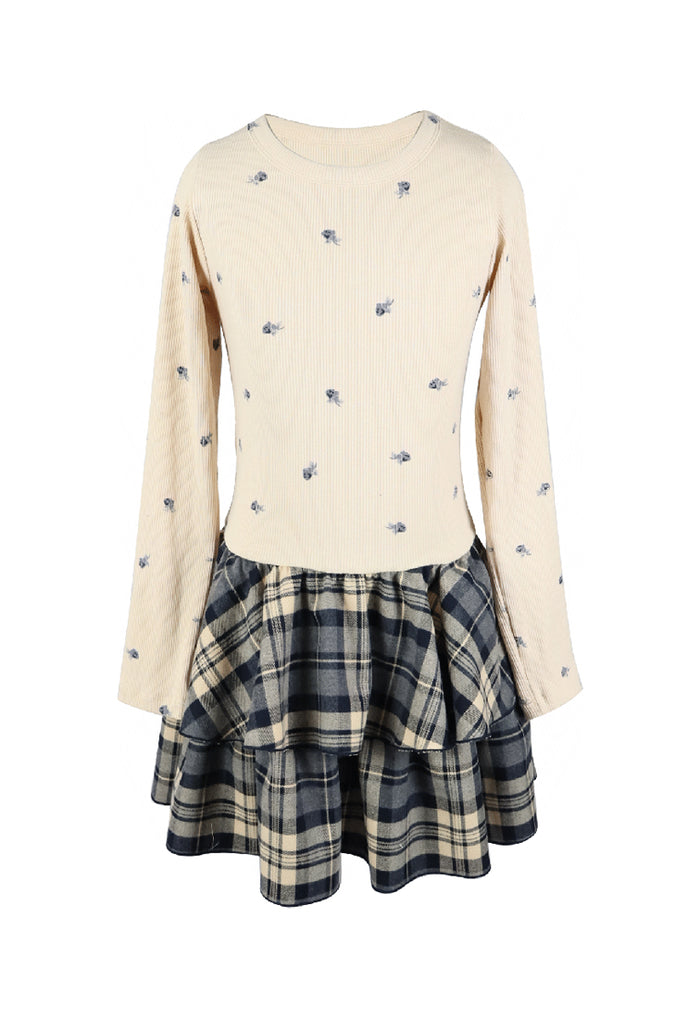 *Plaid Floral Dress*