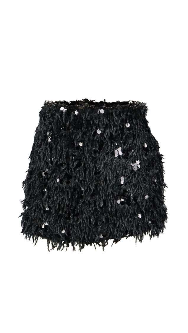 *Fur Sequin Skirt*