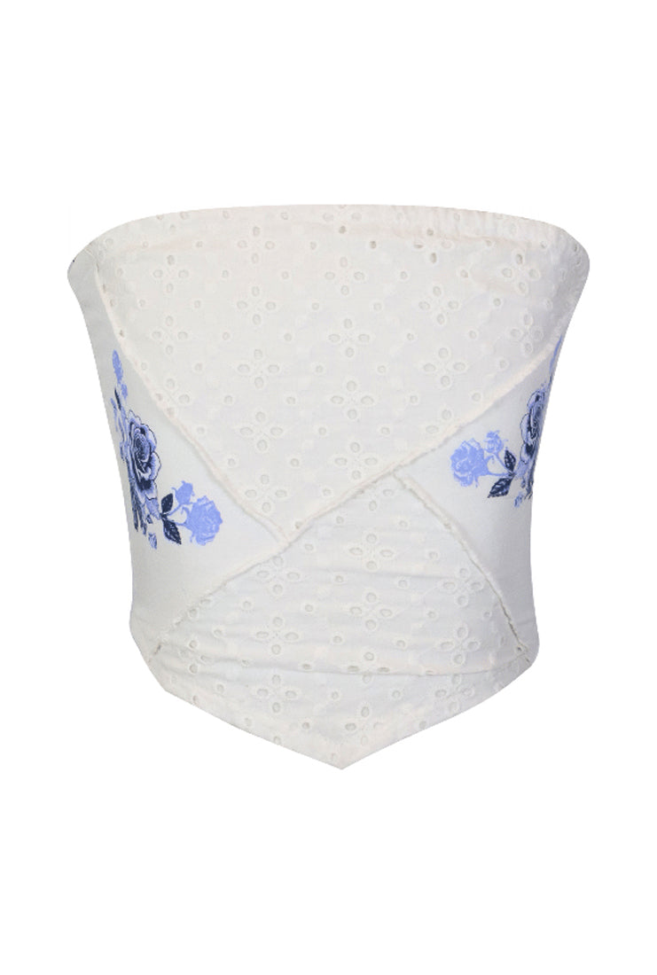 *Eyelet Printed Tubetop*